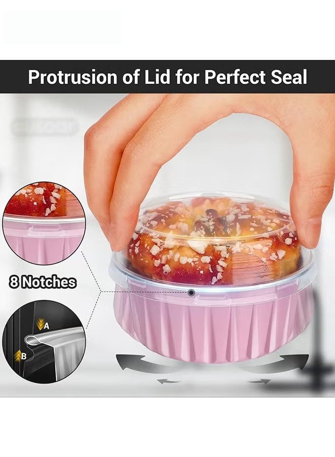 JIMATOR Disposable Foil Ramekins with Lids - 30 Pcs 5oz 125ml Aluminum Foil Muffin Liners Cupcake Baking Cups - Mini Pie Pans with Lids - for Catering Gathering Club Wedding Party - Image 4